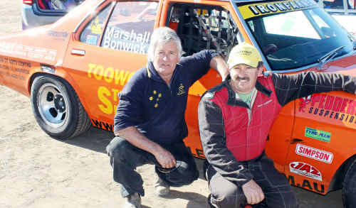 Peter Marshall and Gary Bonwick at Morgan Park Raceway at the weekend. Peter Marshall and Gary Bonwick at Morgan Park Raceway at the weekend.